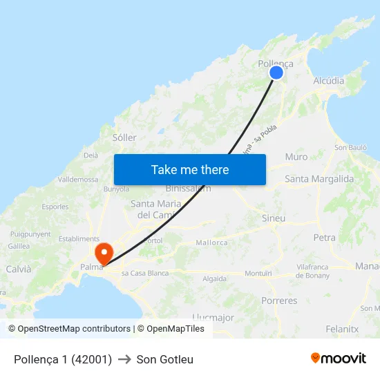 Pollença 1 (42001) to Son Gotleu map