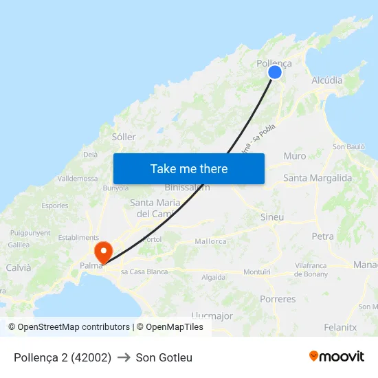 Pollença 2 (42002) to Son Gotleu map