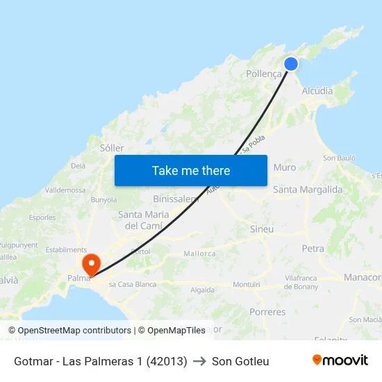 Gotmar - Las Palmeras 1 (42013) to Son Gotleu map