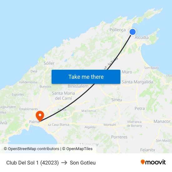 Club Del Sol 1 (42023) to Son Gotleu map