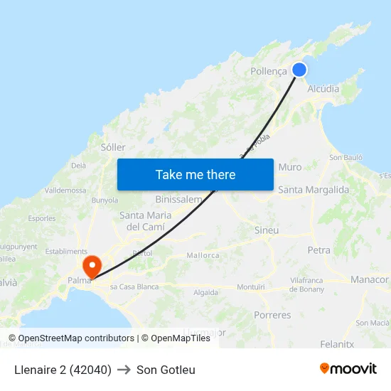 Llenaire 2 (42040) to Son Gotleu map