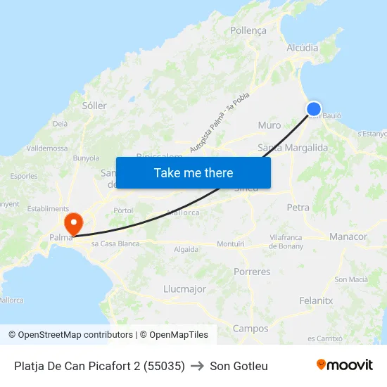 Platja De Can Picafort 2 (55035) to Son Gotleu map