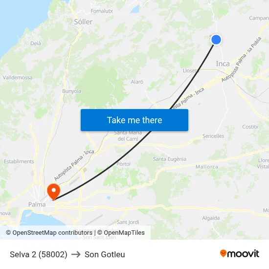 Selva 2 (58002) to Son Gotleu map