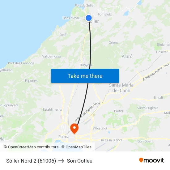 Sóller Nord 2 (61005) to Son Gotleu map
