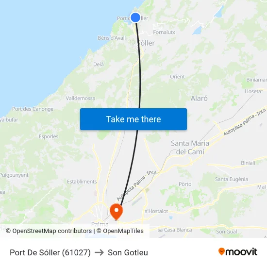 Port De Sóller (61027) to Son Gotleu map
