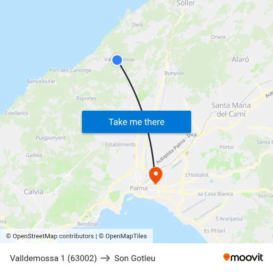 Valldemossa 1 (63002) to Son Gotleu map