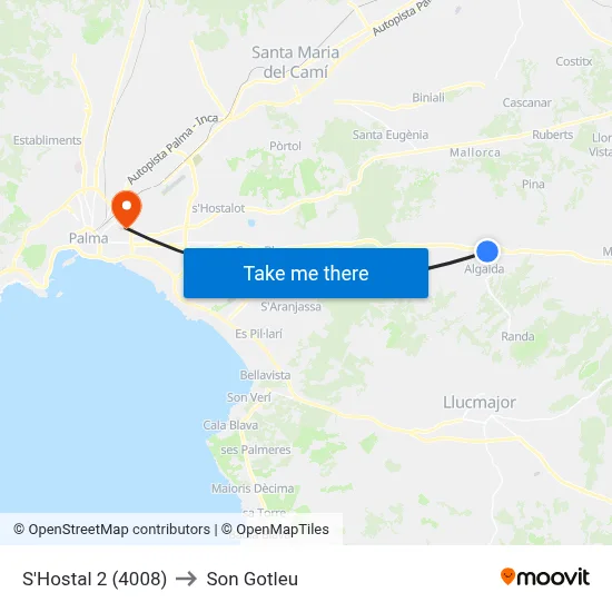 S'Hostal 2 (4008) to Son Gotleu map