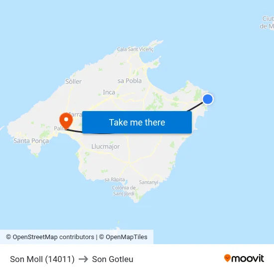 Son Moll (14011) to Son Gotleu map