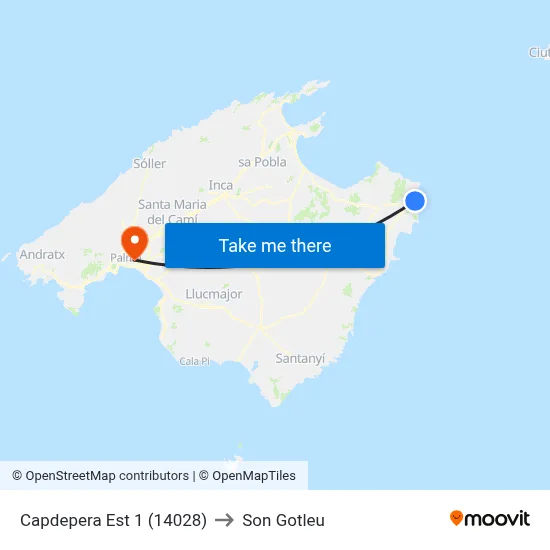 Capdepera Est 1 (14028) to Son Gotleu map