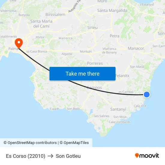 Es Corso (22010) to Son Gotleu map