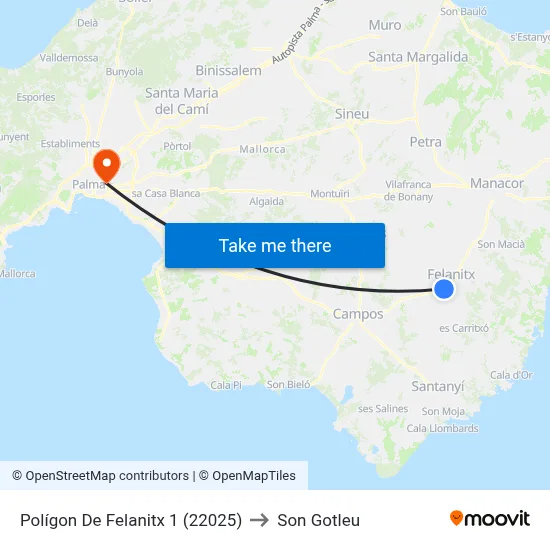 Polígon De Felanitx 1 (22025) to Son Gotleu map