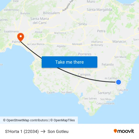 S'Horta 1 (22034) to Son Gotleu map