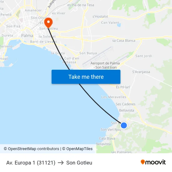 Av. Europa 1 (31121) to Son Gotleu map