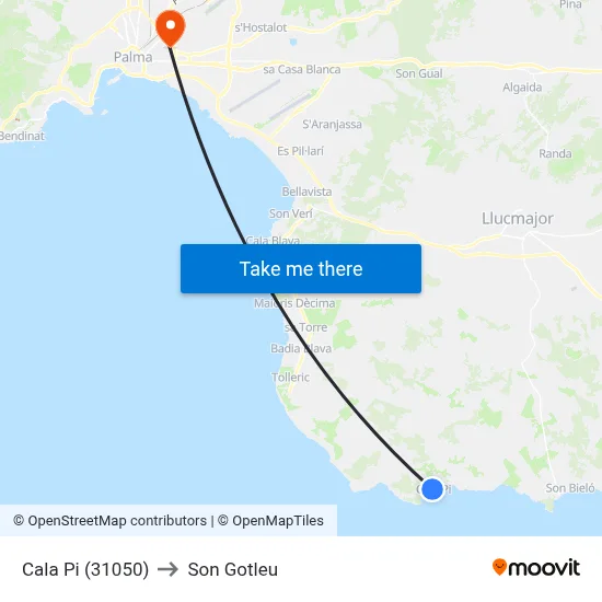 Cala Pi (31050) to Son Gotleu map