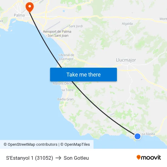 S'Estanyol 1 (31052) to Son Gotleu map