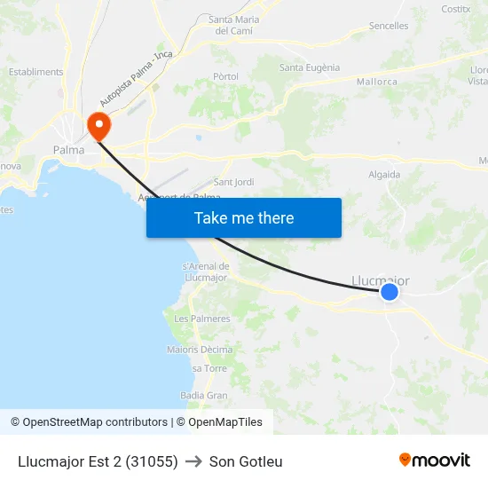 Llucmajor Est 2 (31055) to Son Gotleu map