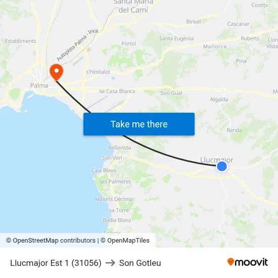 Llucmajor Est 1 (31056) to Son Gotleu map