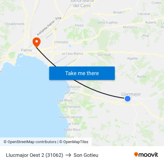 Llucmajor Oest 2 (31062) to Son Gotleu map