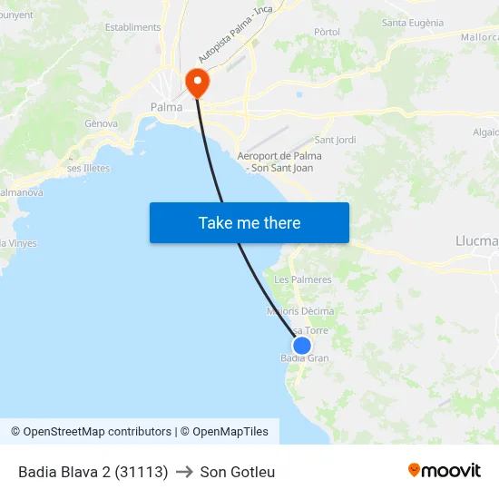 Badia Blava 2 (31113) to Son Gotleu map