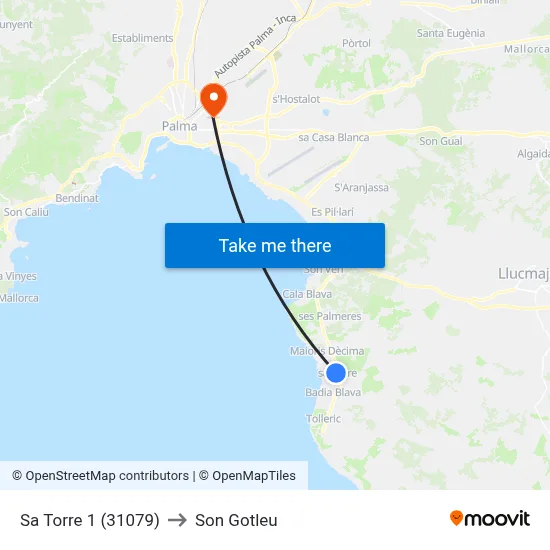 Sa Torre 1 (31079) to Son Gotleu map