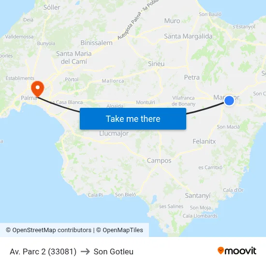 Av. Parc 2 (33081) to Son Gotleu map