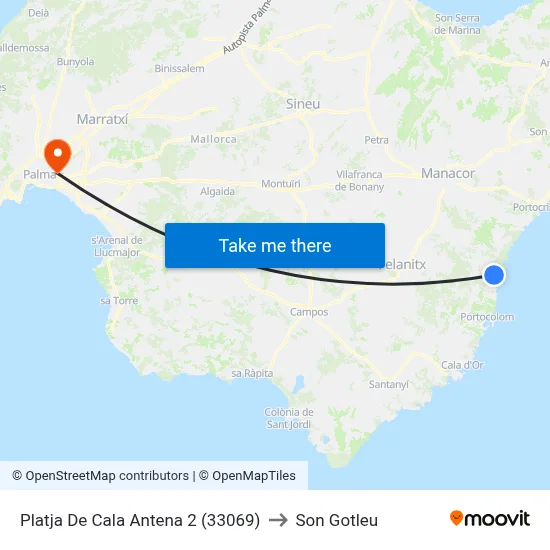 Platja De Cala Antena 2 (33069) to Son Gotleu map