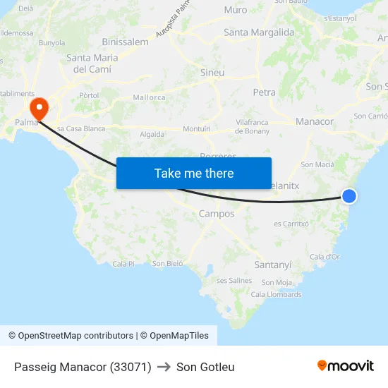Passeig Manacor (33071) to Son Gotleu map