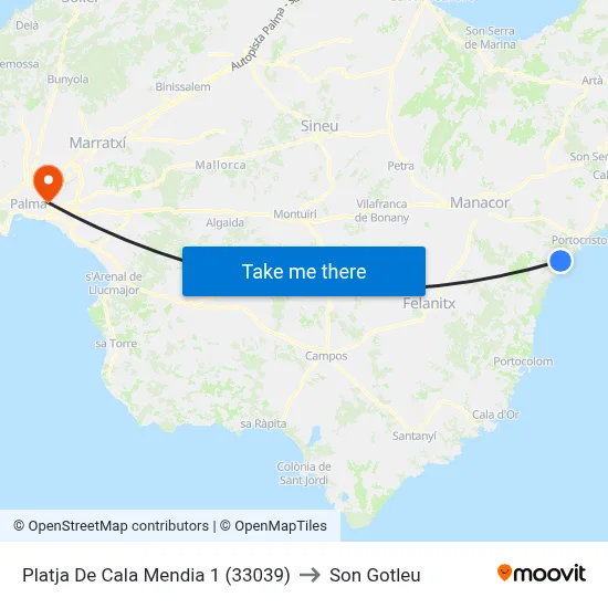 Platja De Cala Mendia 1 (33039) to Son Gotleu map