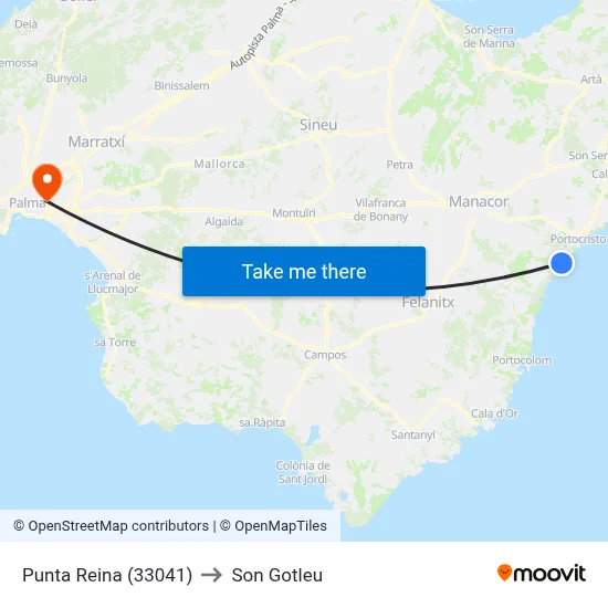 Punta Reina (33041) to Son Gotleu map