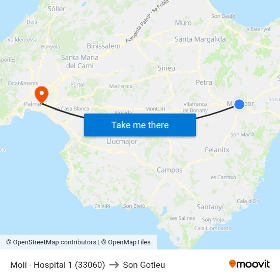 Molí - Hospital 1 (33060) to Son Gotleu map