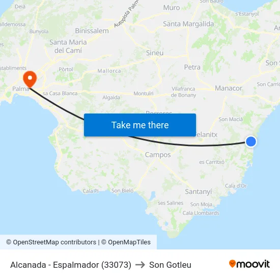 Alcanada - Espalmador (33073) to Son Gotleu map