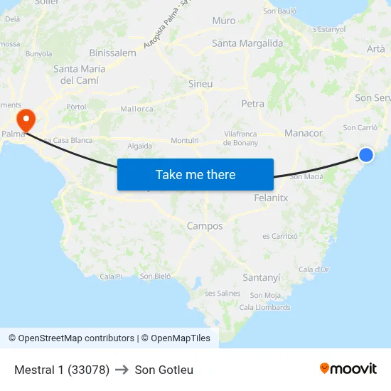 Mestral 1 (33078) to Son Gotleu map