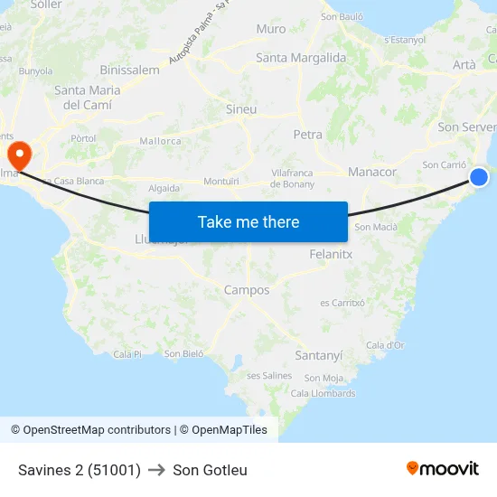 Savines 2 (51001) to Son Gotleu map