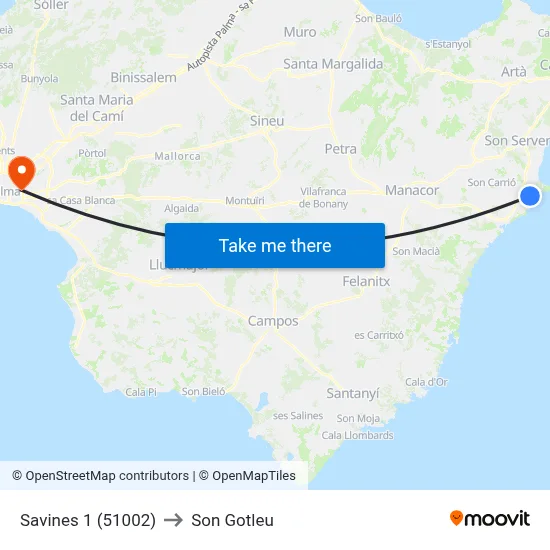 Savines 1 (51002) to Son Gotleu map