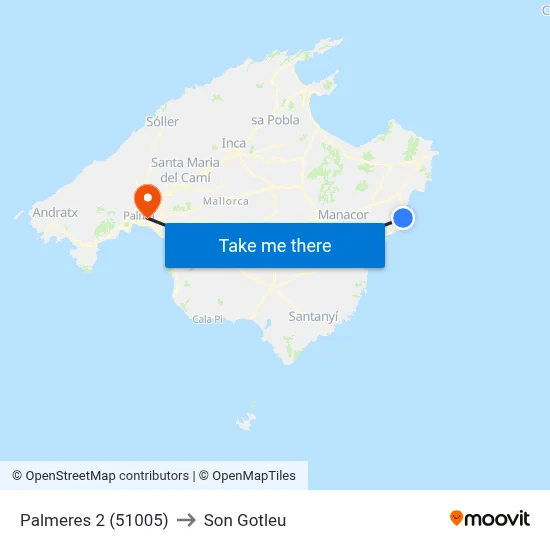 Palmeres 2 (51005) to Son Gotleu map