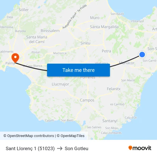 Sant Llorenç 1 (51023) to Son Gotleu map