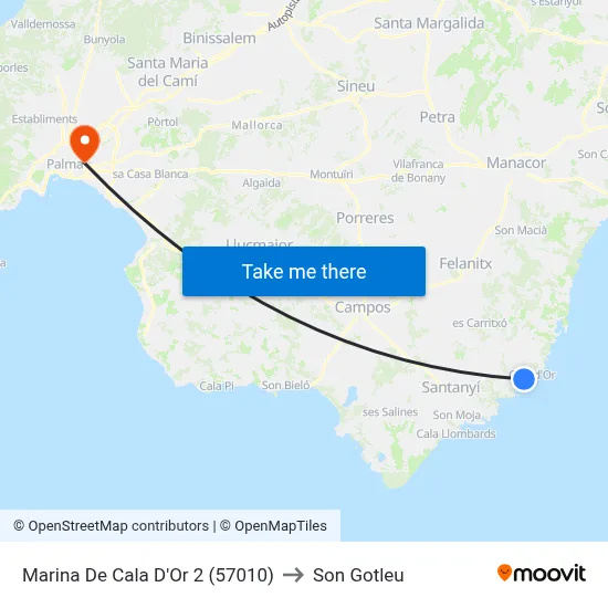 Marina De Cala D'Or 2 (57010) to Son Gotleu map
