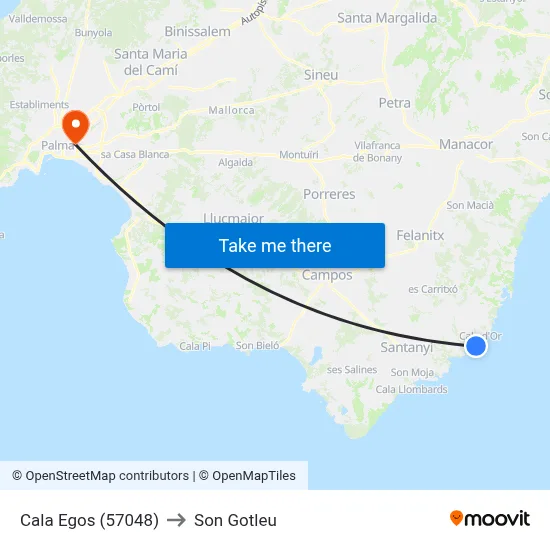 Cala Egos (57048) to Son Gotleu map