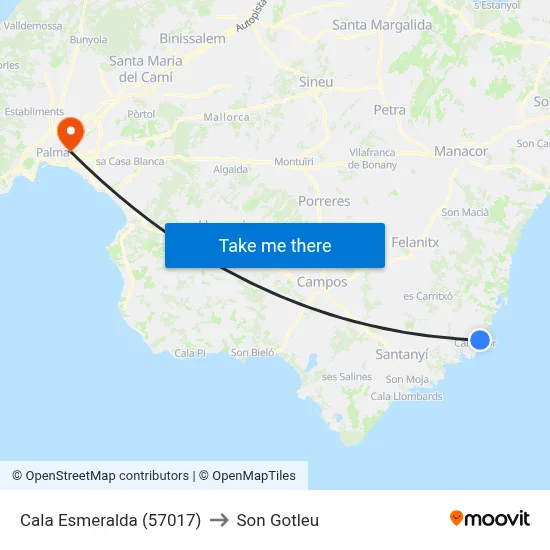 Cala Esmeralda (57017) to Son Gotleu map