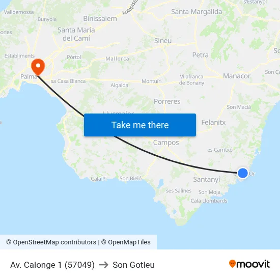 Av. Calonge 1 (57049) to Son Gotleu map