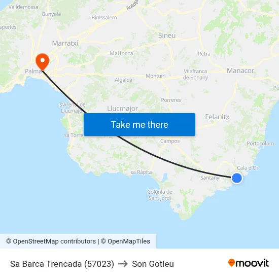 Sa Barca Trencada (57023) to Son Gotleu map