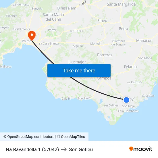 Na Ravandella 1 (57042) to Son Gotleu map