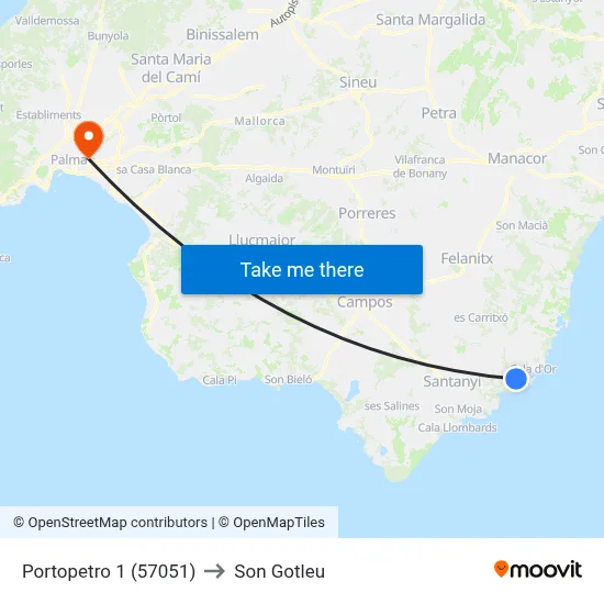 Portopetro 1 (57051) to Son Gotleu map