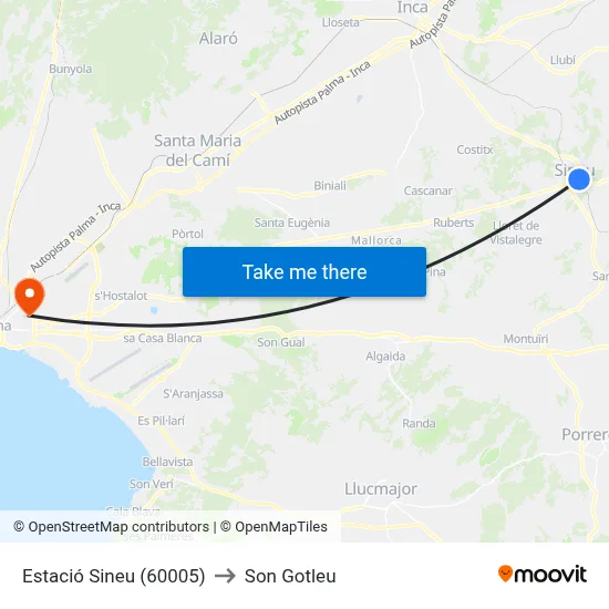 Estació Sineu (60005) to Son Gotleu map