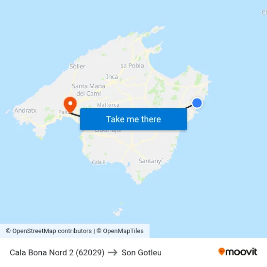 Cala Bona Nord 2 (62029) to Son Gotleu map