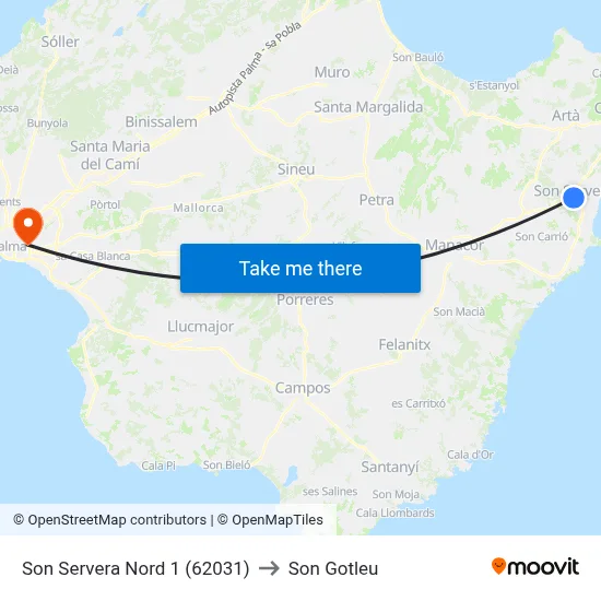 Son Servera Nord 1 (62031) to Son Gotleu map