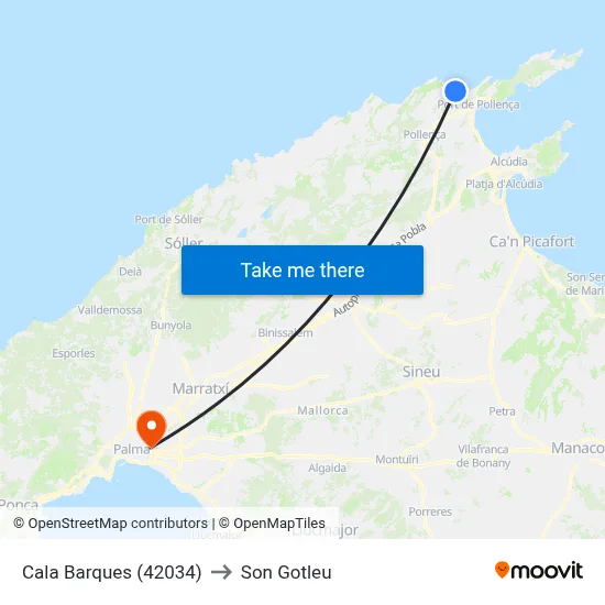 Cala Barques (42034) to Son Gotleu map