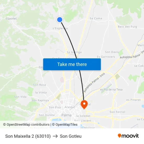 Son Maixella 2 (63010) to Son Gotleu map