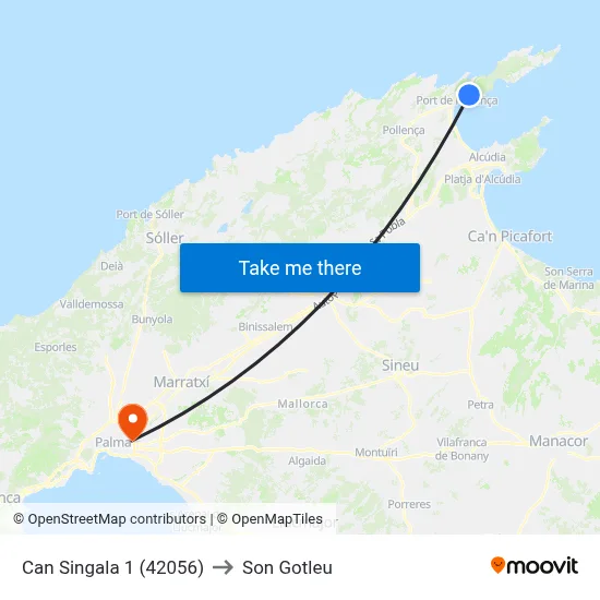 Can Singala 1 (42056) to Son Gotleu map