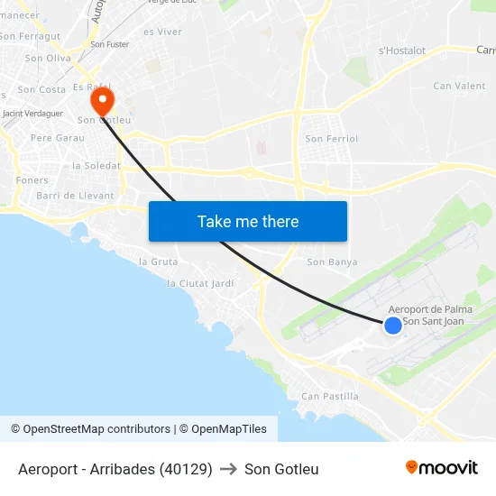 Aeroport - Arribades (40129) to Son Gotleu map